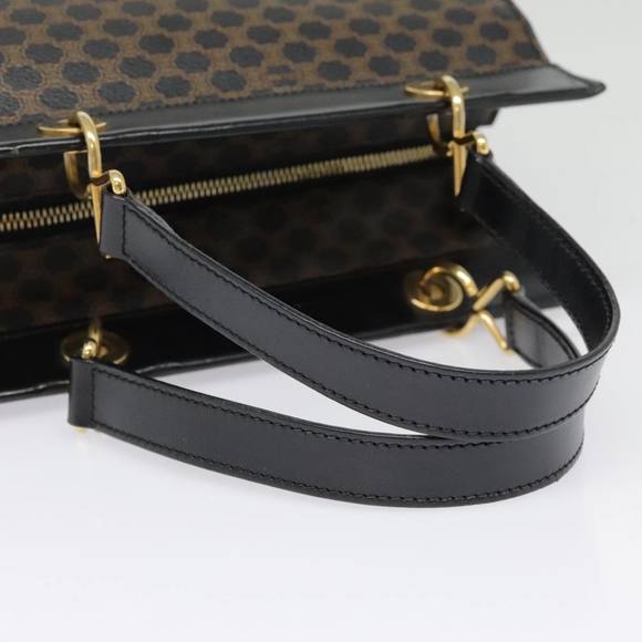 CELINE Macadam Canvas Hand Bag PVC Leather Black Gold Auth 91655 - Picture 8 of 16